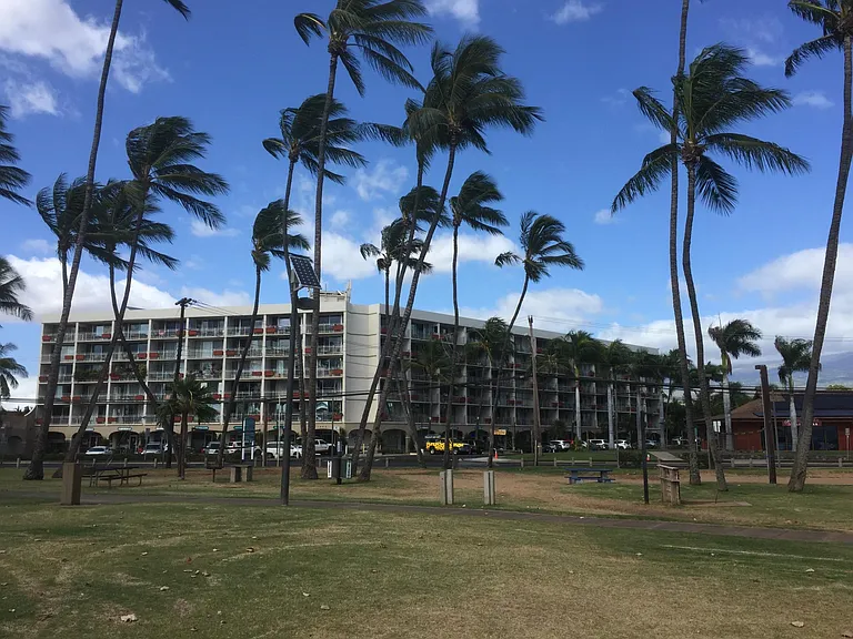 Island Surf condominium complex viewed from Kalama Park.