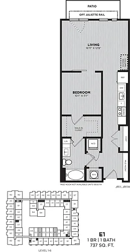 Floor plan 1 Bed/1 Bath-E1 Barcelona