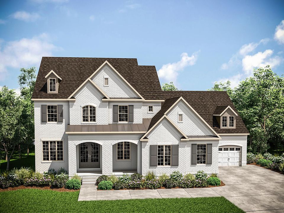 painted brick with metal roof and front porch