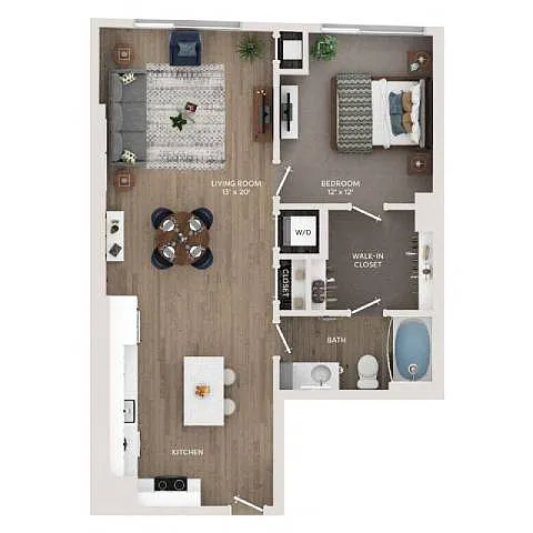 Floor plan A18 - One Bedroom + Den