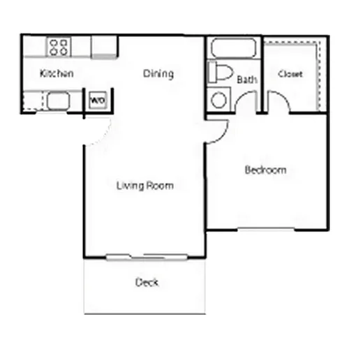 Floor plan 1 Bed, 1 Bath B Upgraded