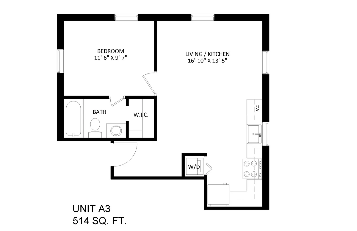 Floor plan 1 bedroom 1 bath