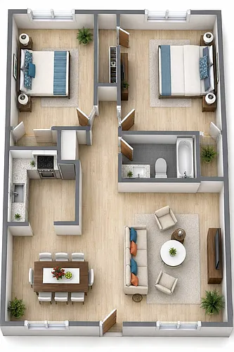 Floor plan 2BR - 1BTH