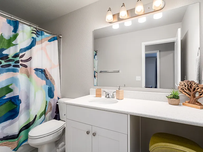 Plenty of counter space & vanity seating
