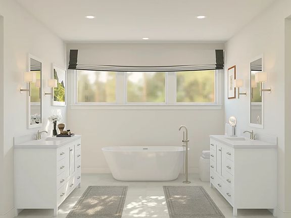 Primary bath with dual vanities freestanding tub