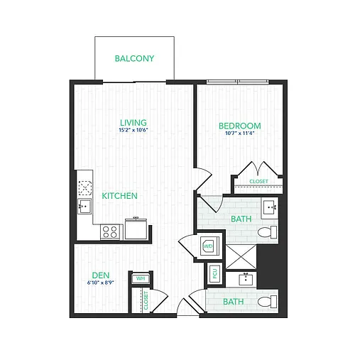 Floor plan VISTA 1 BED DEN 6