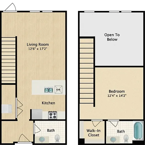 Floor plan 1 Bedroom Loft