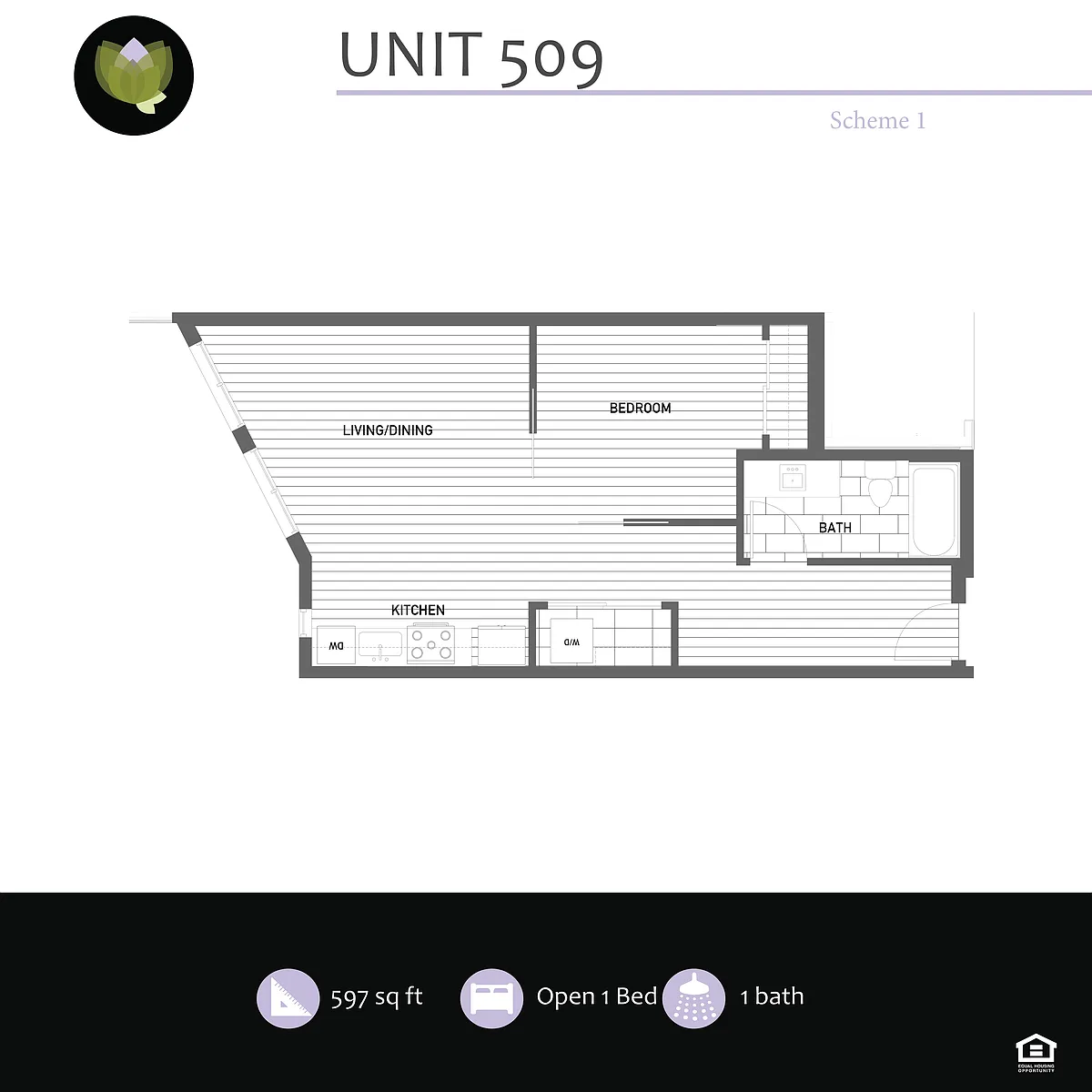 Floor plan 1 Bed 1 Bath