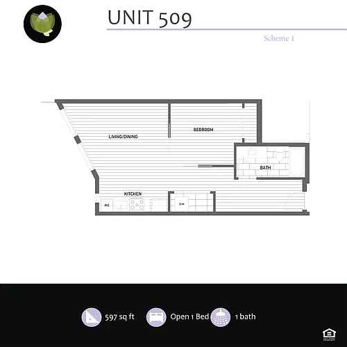 Floor plan 1 Bed 1 Bath