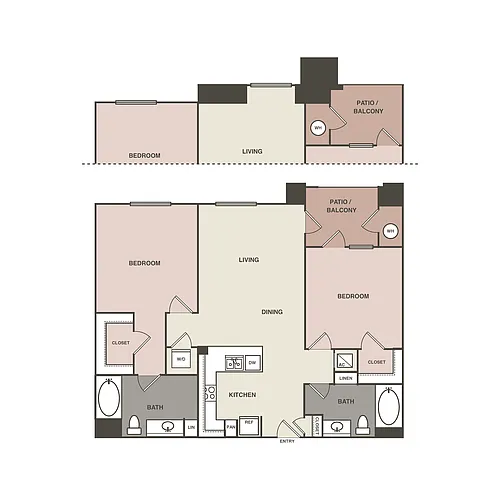 Floor plan 2 Bedrm 2 Bath 1073