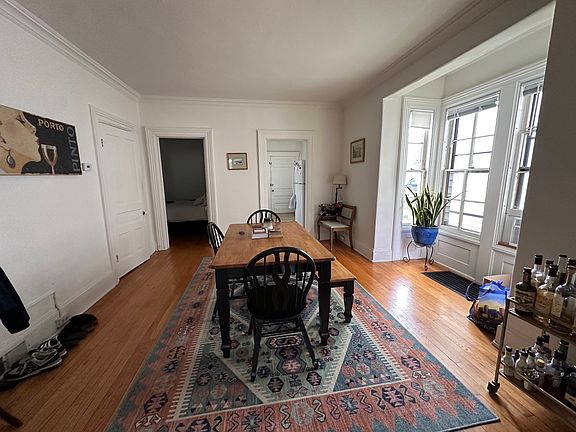 View from dining room to kitchen and bedroom.