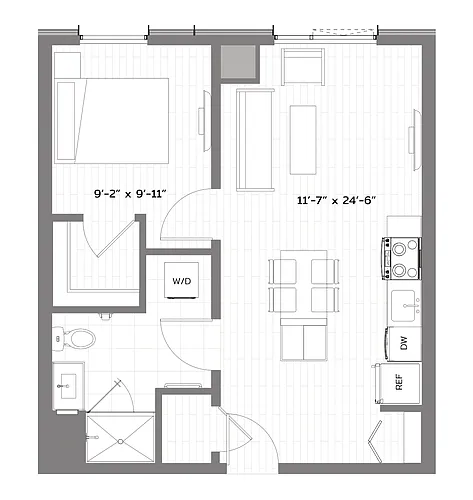 Floor plan 1 Bed/1 Bath-B-A9