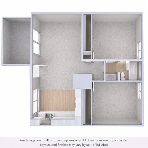Floor plan 2 Bed, 2 Bath