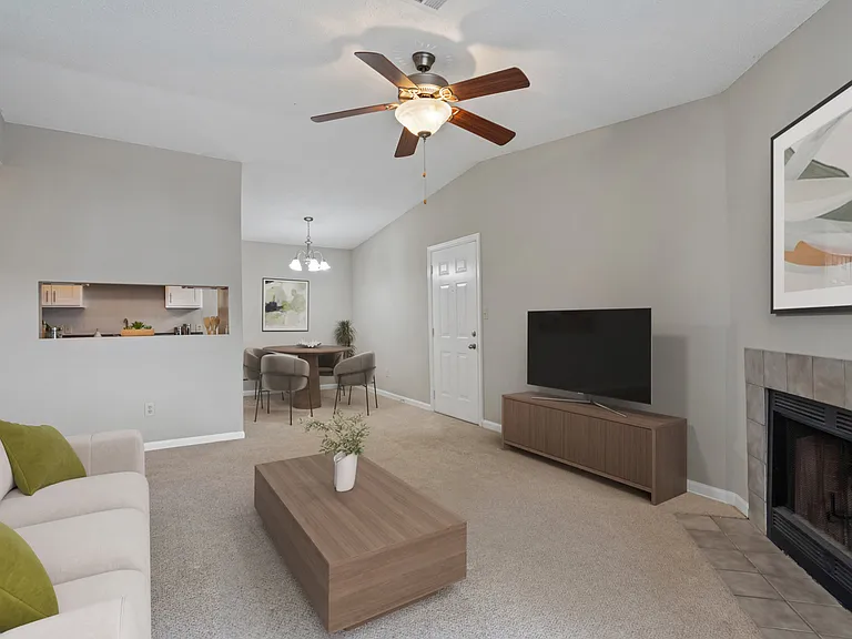 Large Living Room with Ceiling Fan