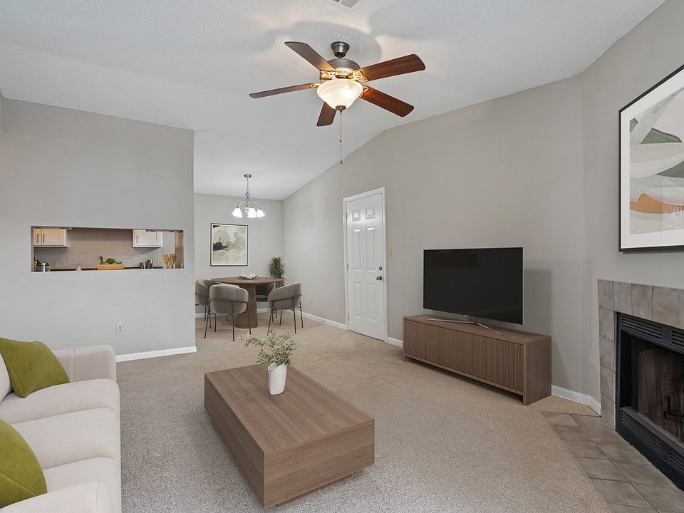 Large Living Room with Ceiling Fan