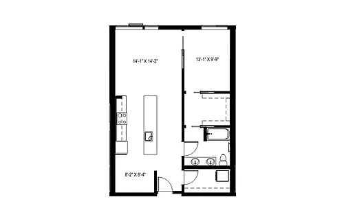 Floor plan 1 Bedroom + Den - A+8