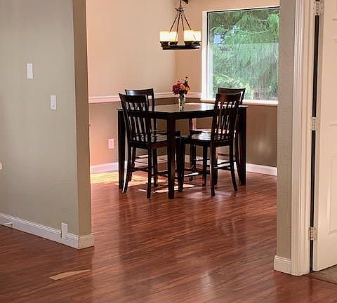 dining room with big picture window