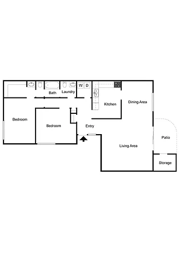 Floor plan 2 Bed 2 Bath Ranch Available December 1st