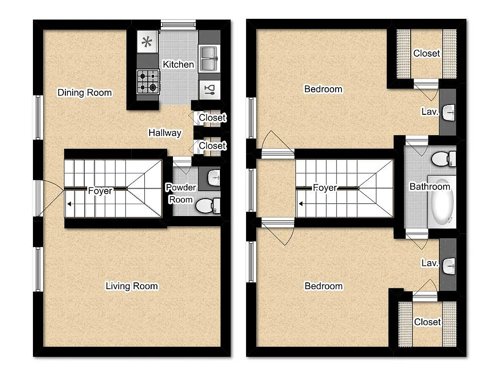 Floor plan Two Bedroom Townhome