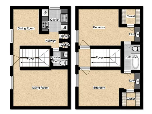 Floor plan Two Bedroom Townhome