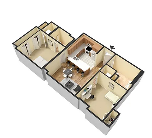 Floor plan 2 Bed 2 Bath