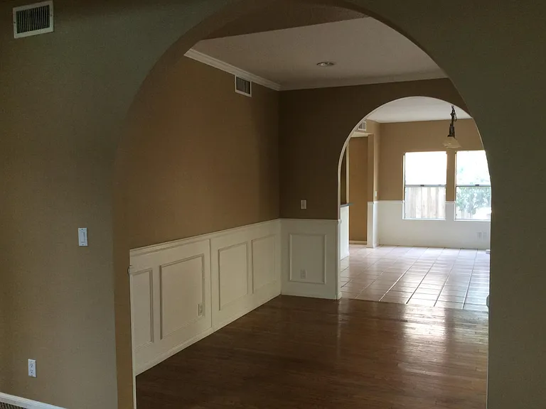 Dining room with French doors.