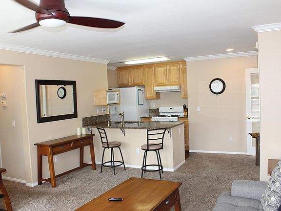 View from couch to kitchen