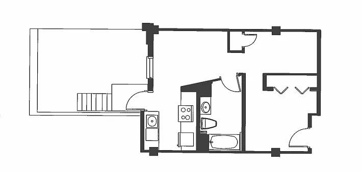 Floor plan 1 Bed 1 Bath - A1B