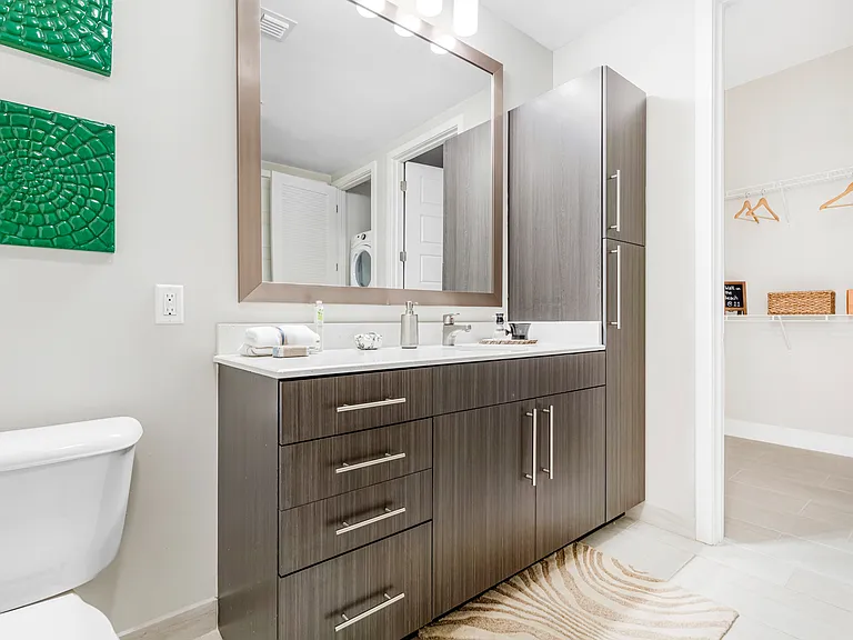 Model bathroom at our apartments in Boca Raton.