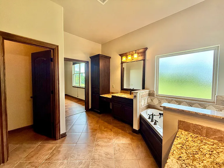 This shows you the location for the toilet/water closet and the extra storage to the left of the vanity.