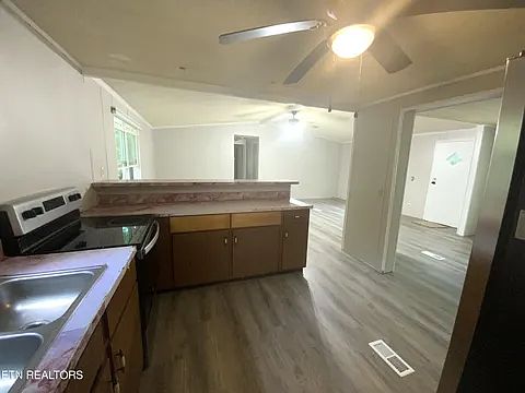 Large, open kitchen and family room