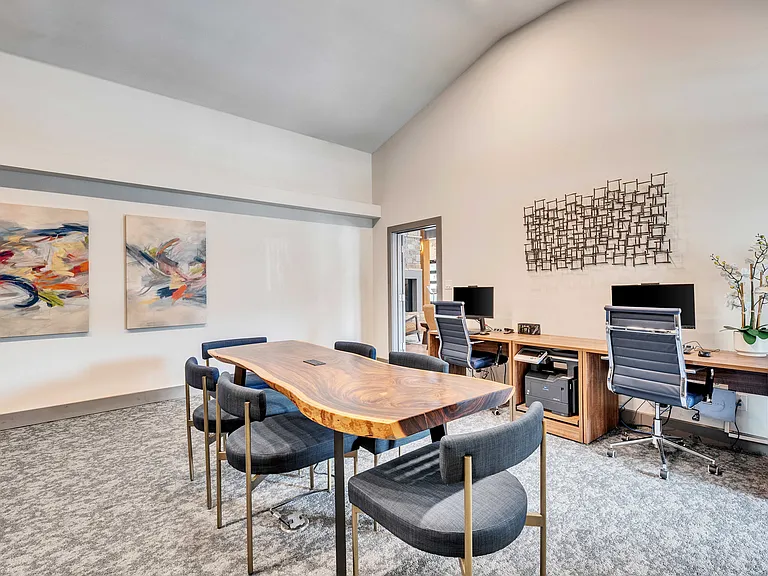 Business center with PCs and printer available to residents