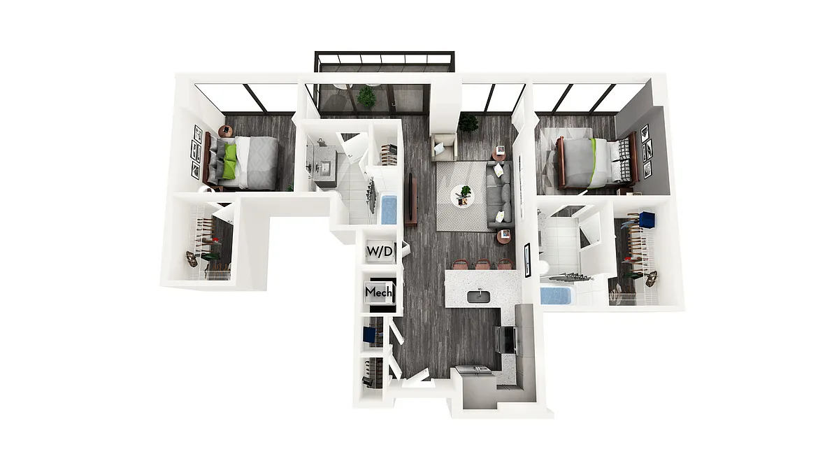 Floor plan AZC1 2 BEDROOM AND 2 BATH