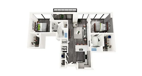 Floor plan AZC1 2 BEDROOM AND 2 BATH