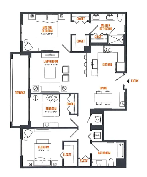 Floor plan 3 Bed / 2 Bath