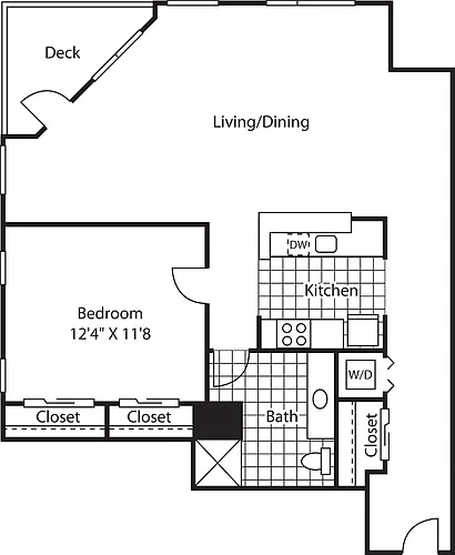 Floor plan 1 Bedroom NW - 410