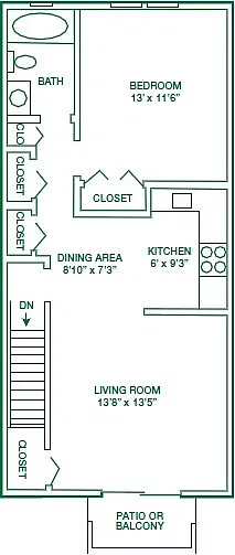 Floor plan 1 BR 1BTH (renov+)