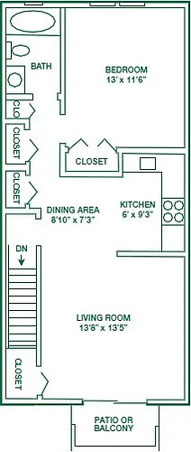 Floor plan 1 BR 1BTH (renov+)