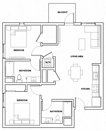 Floor plan 2 Bedroom D Fedora