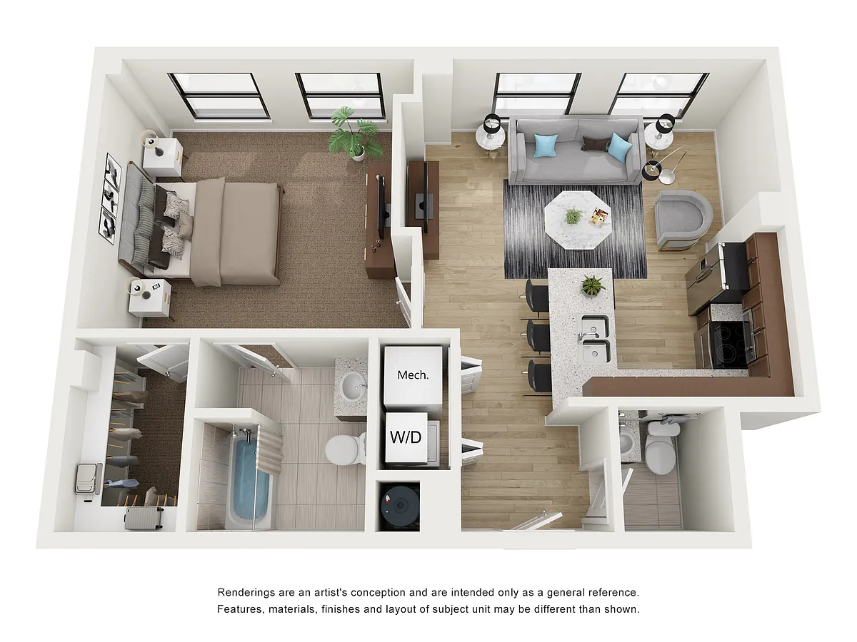 Floor plan 1X1 B