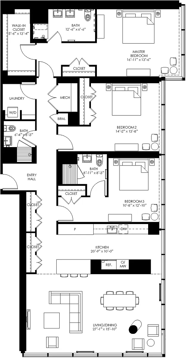 Floor plan 3 Bed/3 Bath-c03