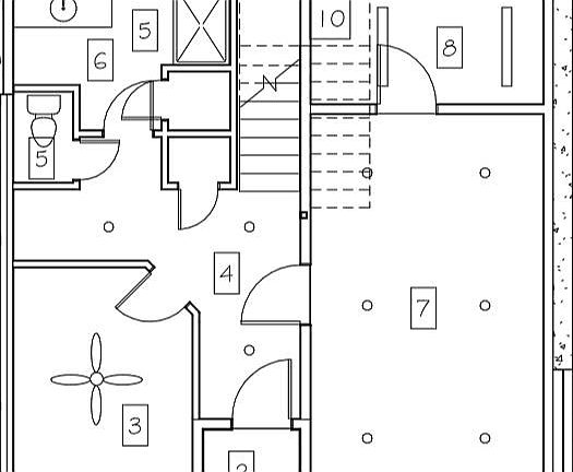 Ground level 7 = 1 car garage. 8 = additional storage. 5+6 = full bath. 3 = bedroom.