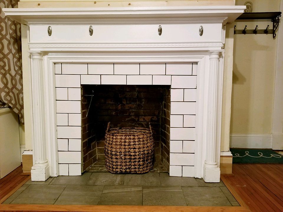 Newly refinished fireplace surround