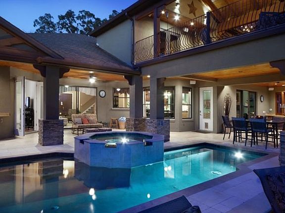 Pool and spa with some of the upper and lower decks.