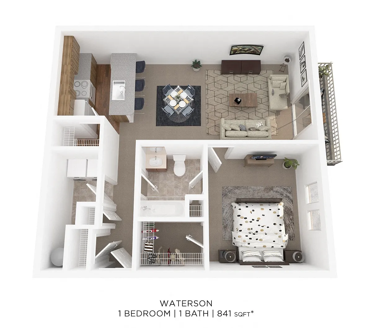 Floor plan One Bedroom - The Waterson