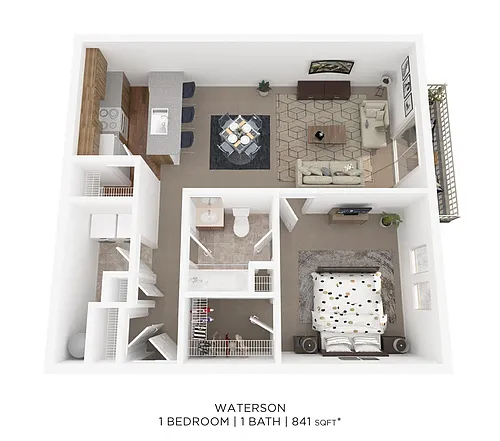 Floor plan One Bedroom - The Waterson