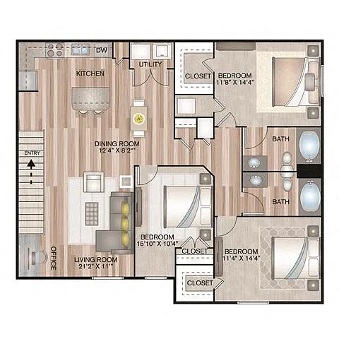 Floor plan TriCourt Courtyard