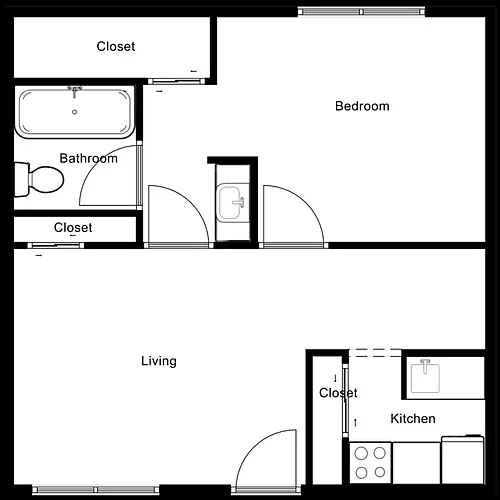 Floor plan 1 Bedroom 1 Bathroom