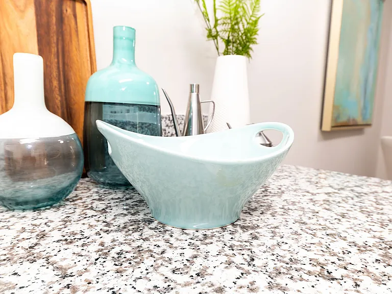 Granite counters in bathroom