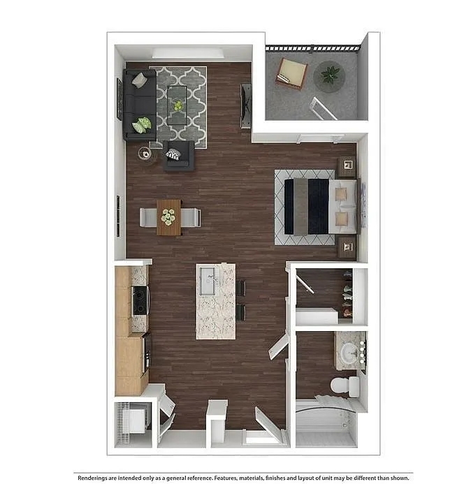 Floor plan S2 - Studio, One Bathroom
